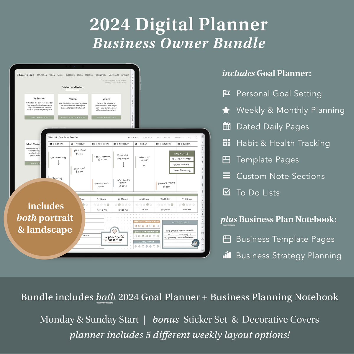 2024 Goal Planner Business Owner Bundle Laurel Studio   BusinessBundleTitle 2024PlannerListingPhotos 1200x1200 