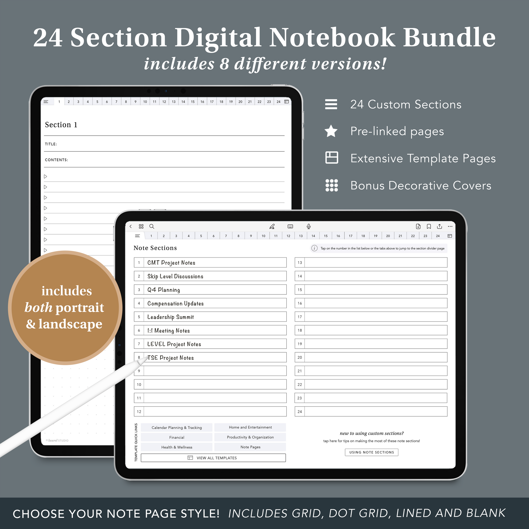 24 Section Digital Notebook Bundle – Laurel Studio