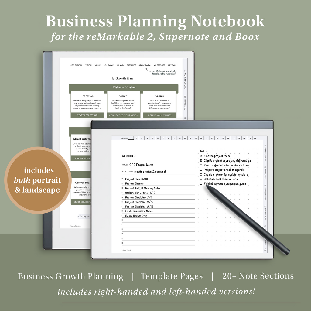 Business Planning Notebook for e-Ink Tablets