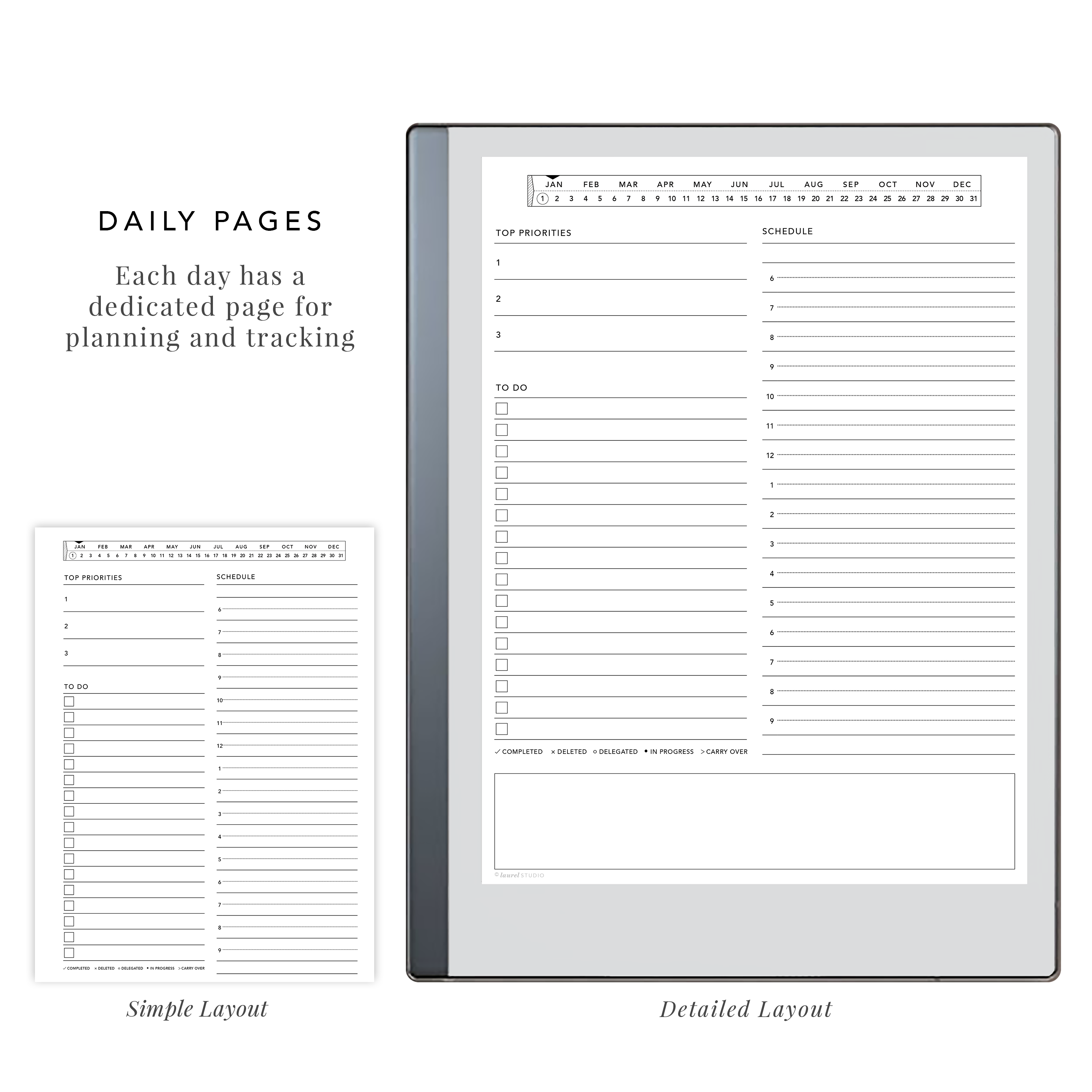 Productivity Journal Example Productivity Journal for e-Ink tablets – Laurel Studio