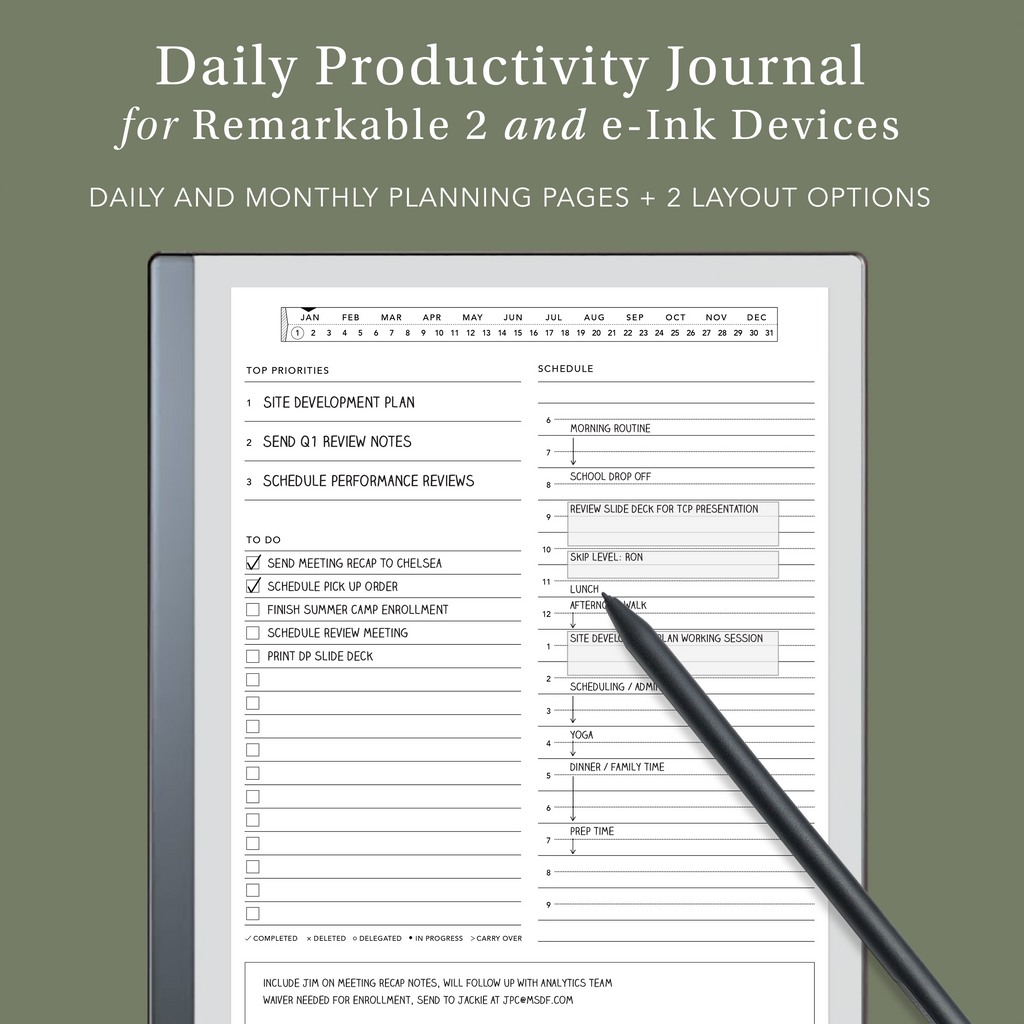Productivity Journal for e-Ink tablets